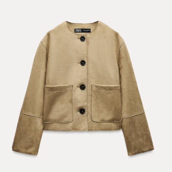 ZARA Faux Suede Jacket - Picture 4 of 14